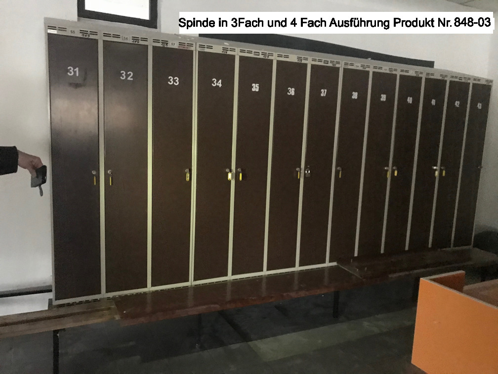 FIT 2021-15 Spinde in 3 Fach + 4 Fach Ausführung (Garderobe) mit Kleiderstange,Haken und Ablage oben,Schrägdach 