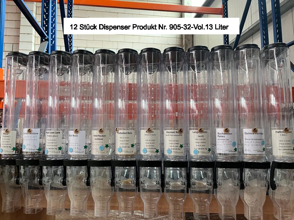 GSU 1005-22 Dispenser-Schüttenschmal und hoch  ;für Offenverkauf unverpackter Ware ;Typ TF;GB 13 Ltr. 100 mm,(Nr.10004)