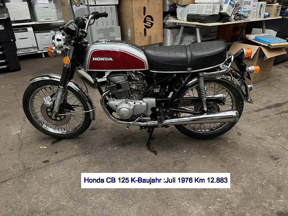 AMO 54 Oldtimer  Motorrad  CB 125 K-Laufleistung abgelesen-12.833-Baujahr Juli 1976 ?